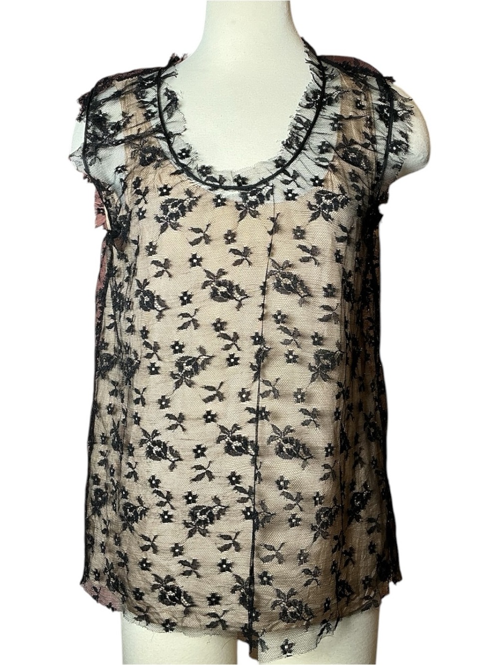 Y2K Marc Jacobs Runway Lace Silk Nude Illusion Tank Top Medium